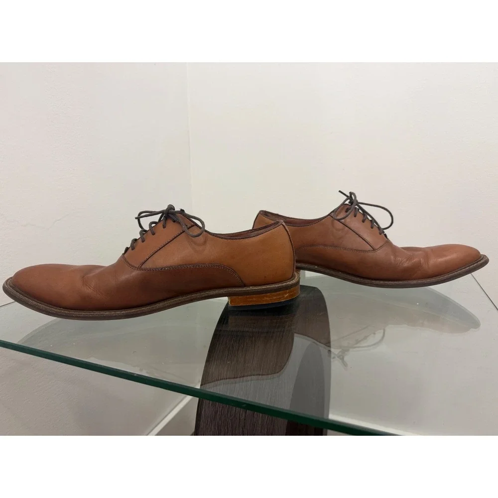 Vince Camuto Lawsen Mens Cognac Brown Leather Oxford Dress Shoes VY-LAWSEN 12M